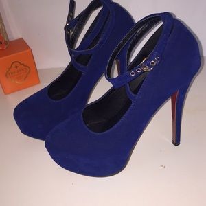 Hai Yue Li Stilettos/Dark blue Velvet/Red bottoms